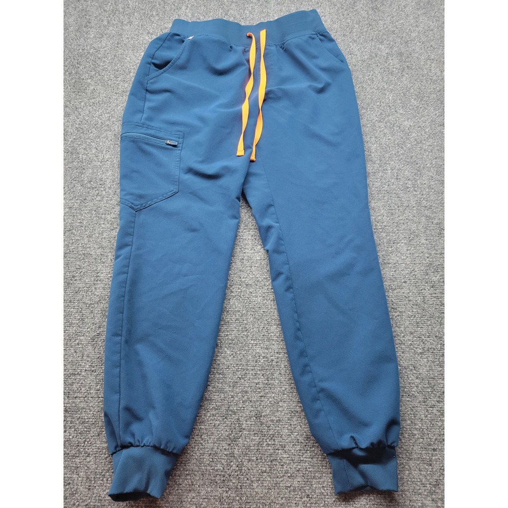 FIGS Zamora Jogger Scrub Pants Teal Blue Orange Drawstring Womens Small